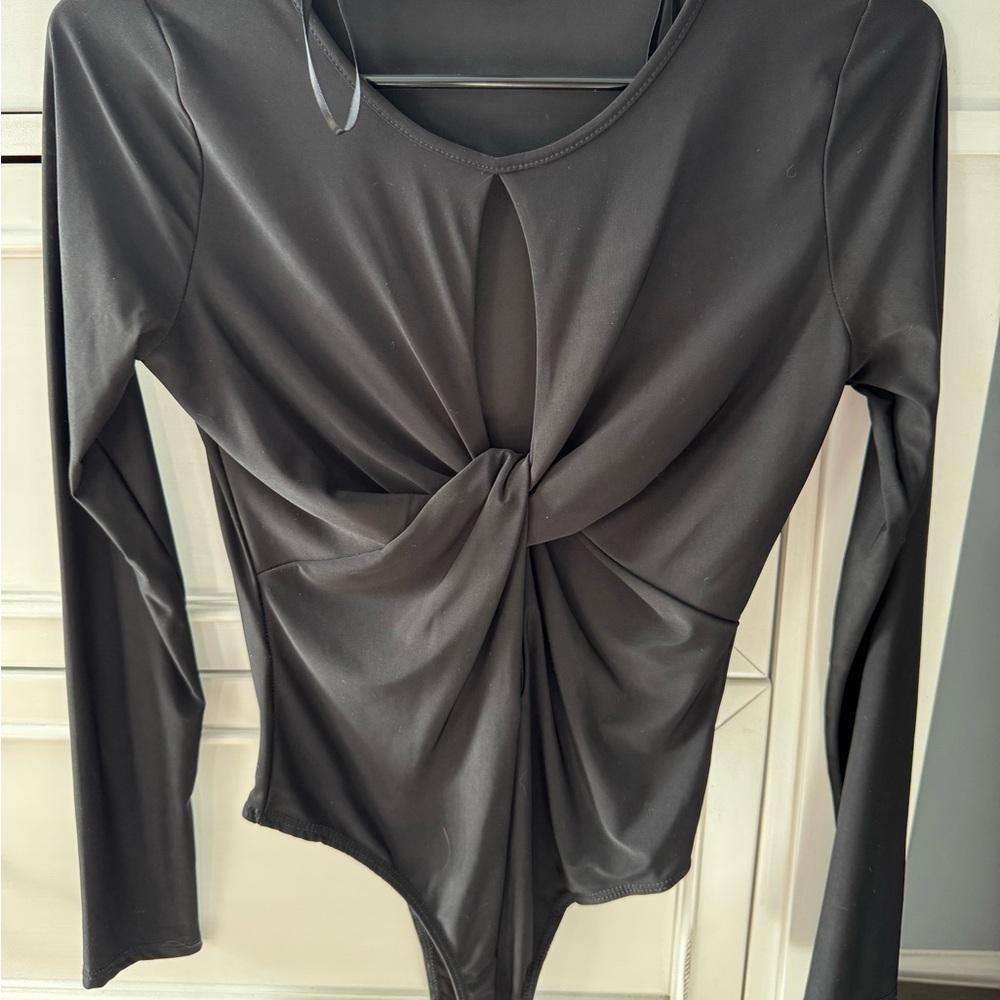 Elegant Black Long Sleeve Bodysuit with cut outs